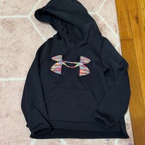 Under Armour Kids Black Hoodie with Multicolor Logo